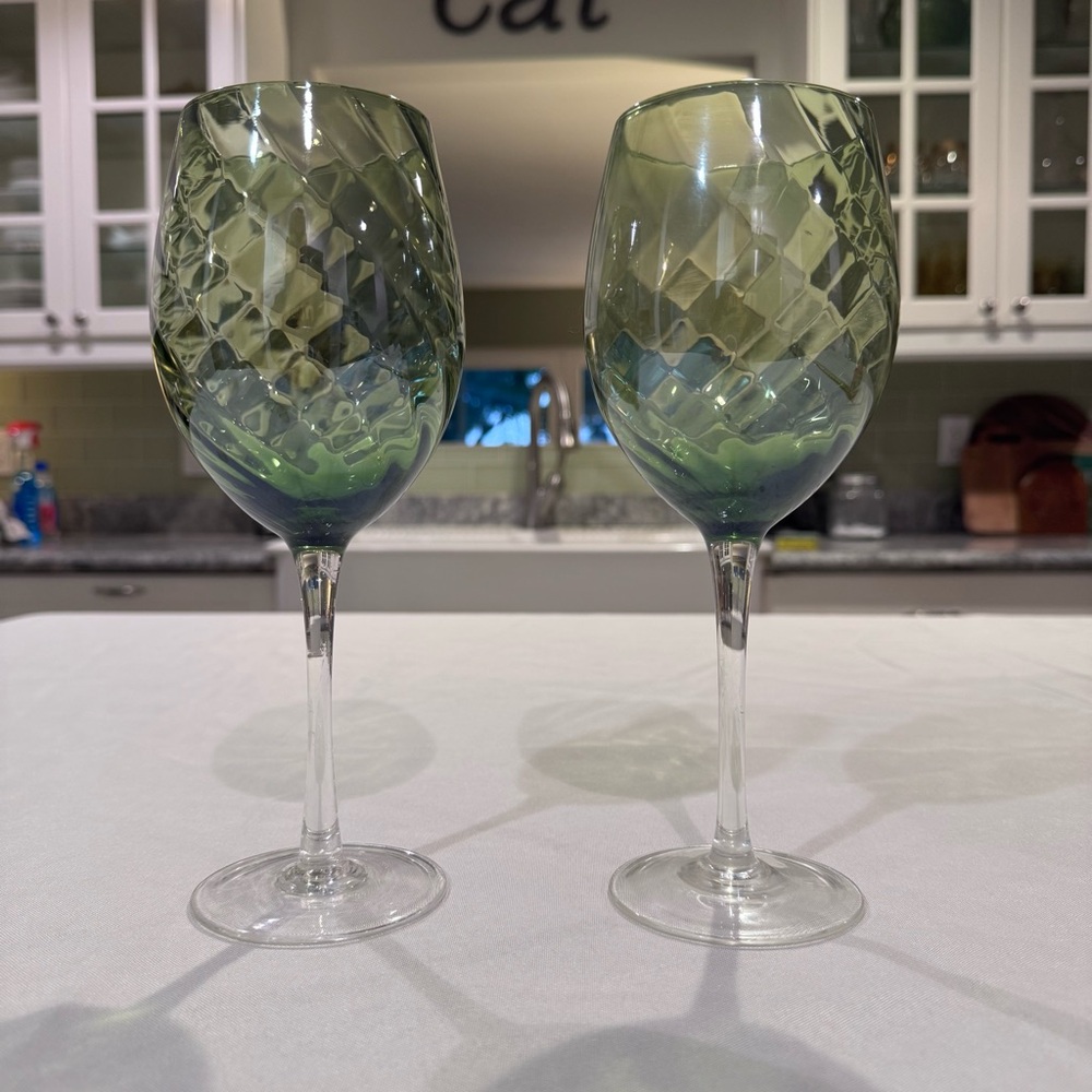 Pier 1 Green Wine Glasses - Picture 5 of 6